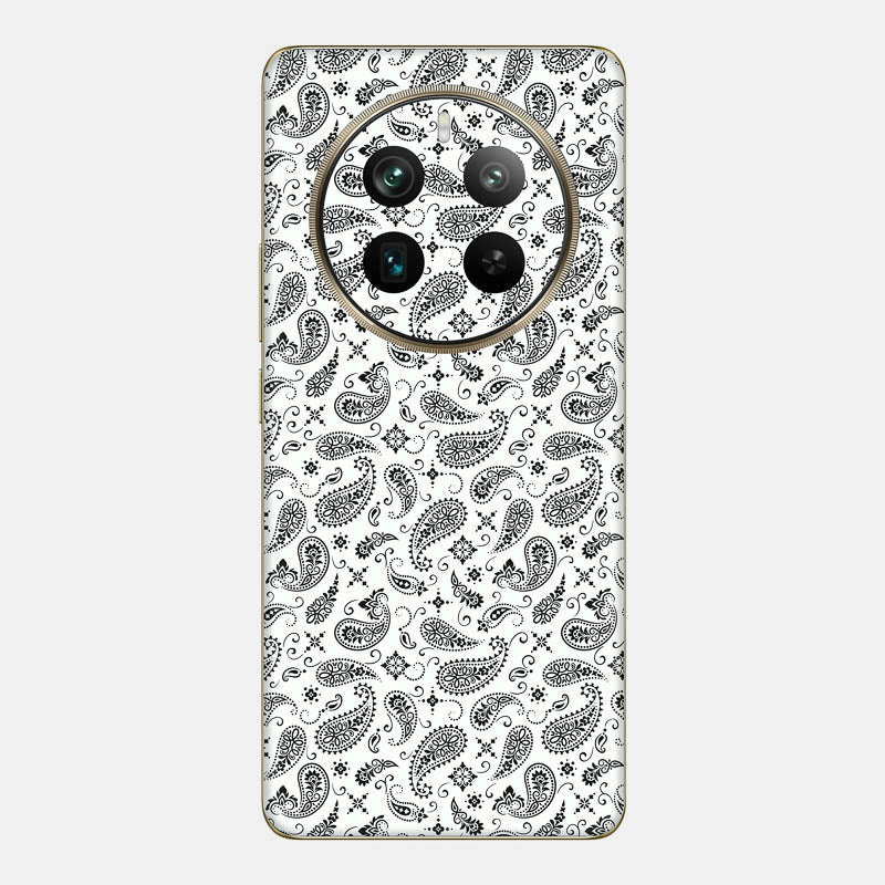 White Paisley Glass Back
