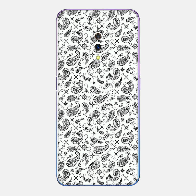 White Paisley Glass Back