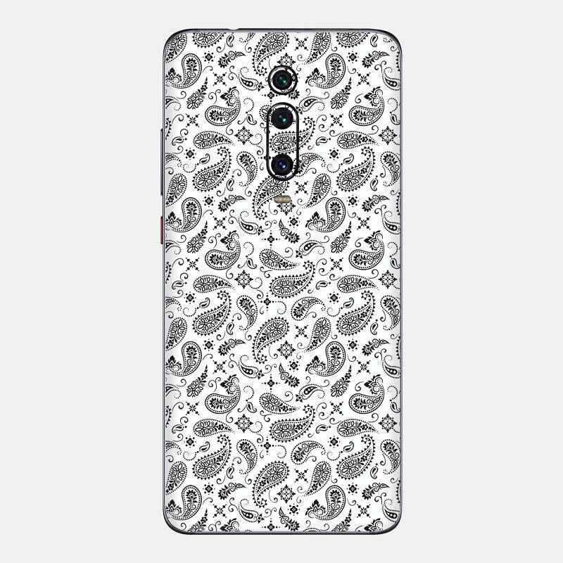 White Paisley Glass Back