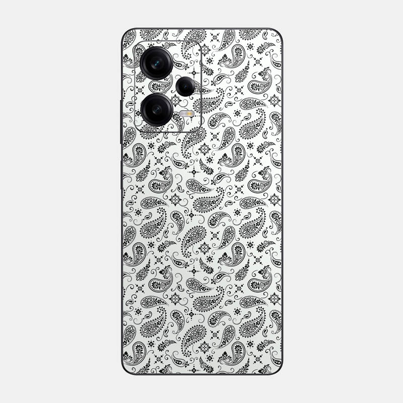 White Paisley Glass Back
