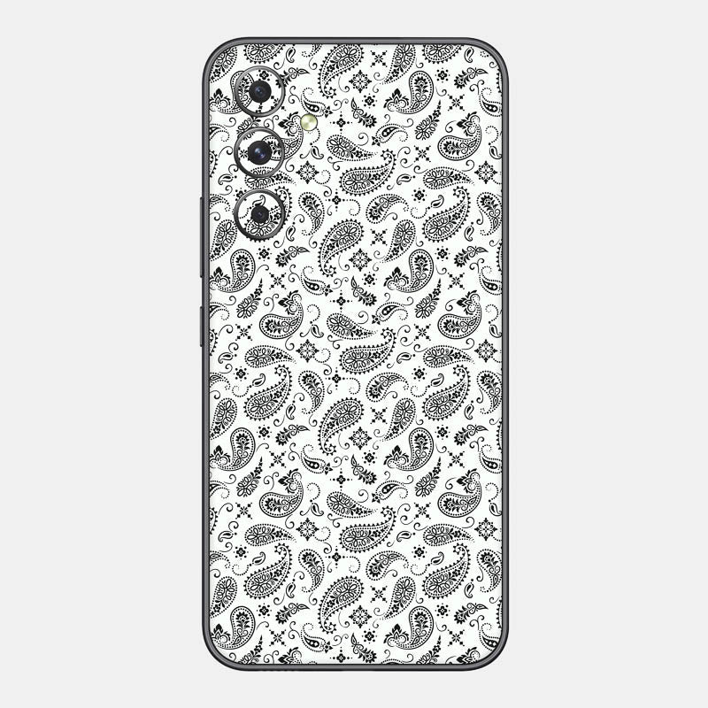 White Paisley Glass Back
