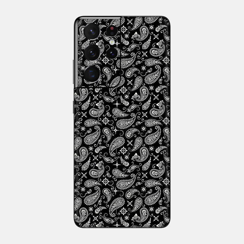 Black Paisley Glass Back