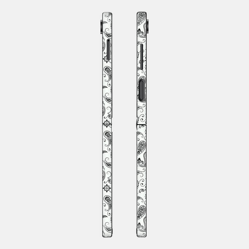 White Paisley Glass Back