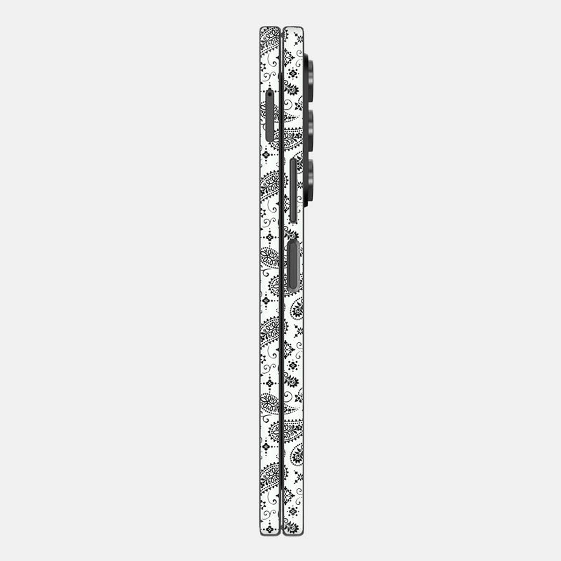 White Paisley Glass Back