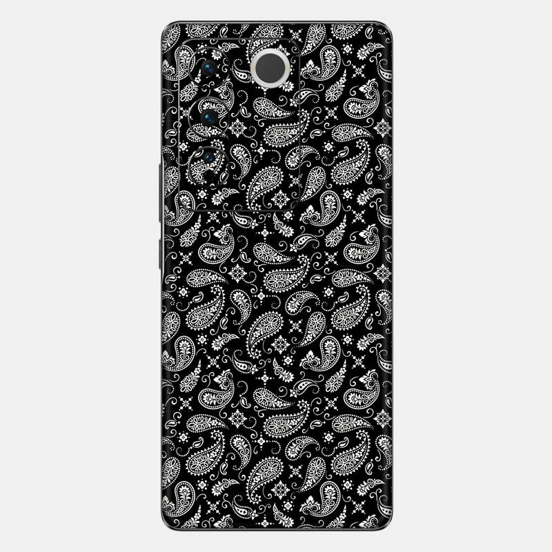 Black Paisley Glass Back
