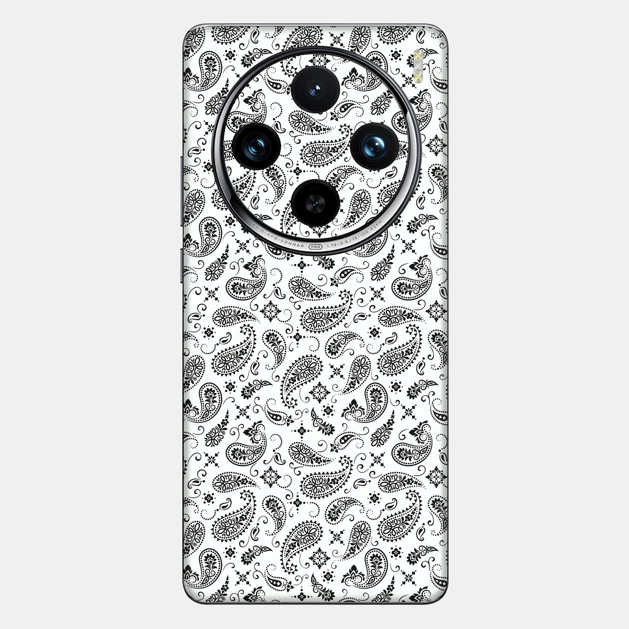 White Paisley Glass Back