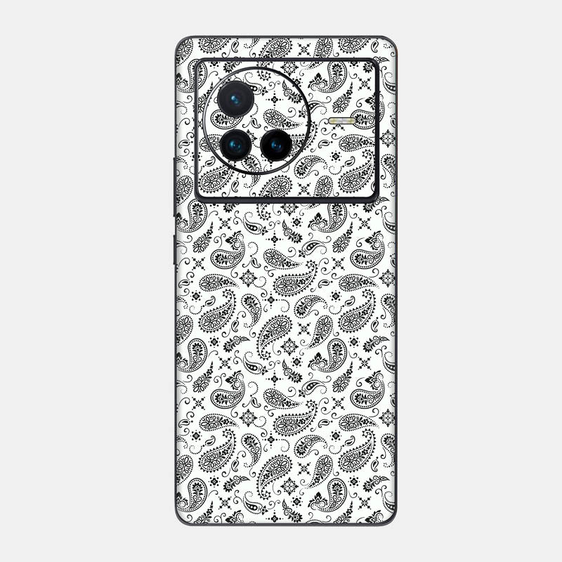 White Paisley Glass Back