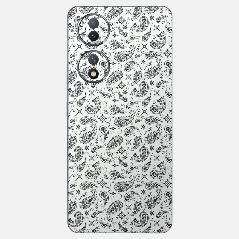 White Paisley Glass Back
