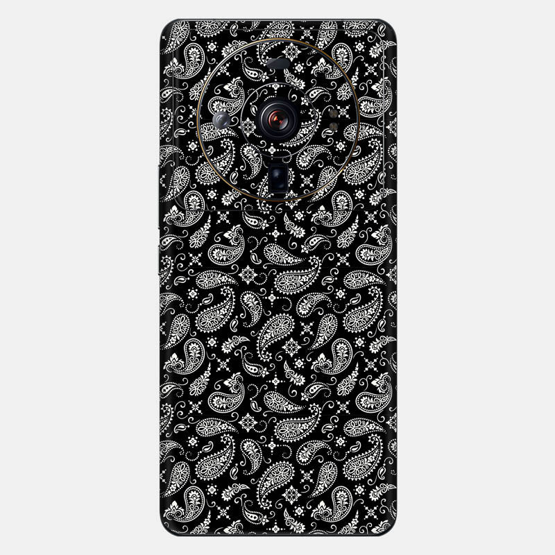 Black Paisley Glass Back