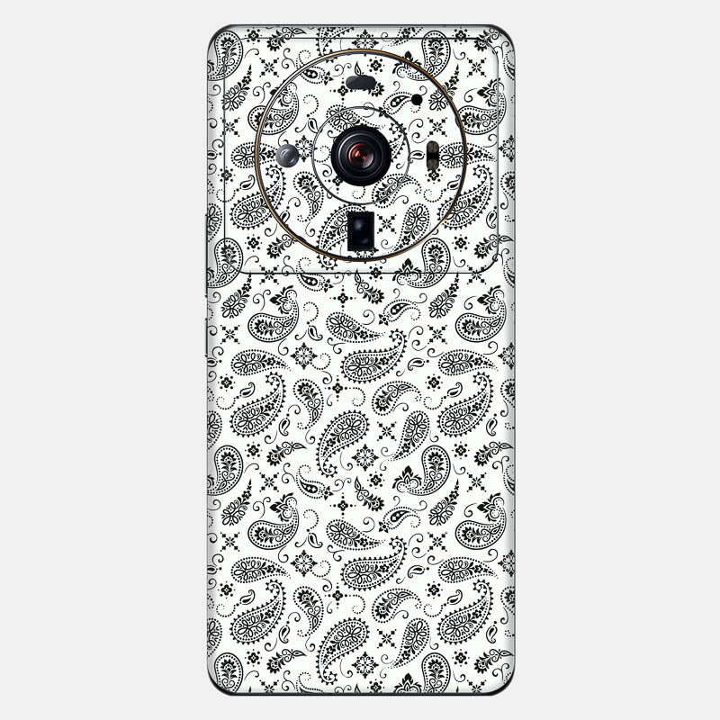 White Paisley Glass Back