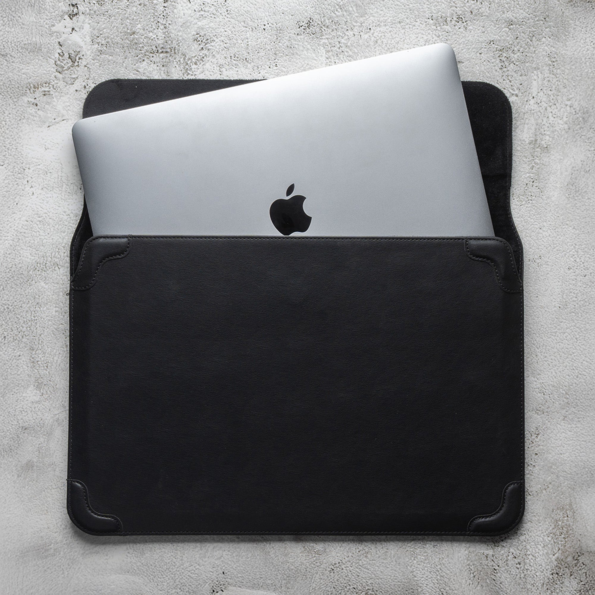 Elevate Armour 15/16" Black Leather Laptop Sleeve with Trifold Stand