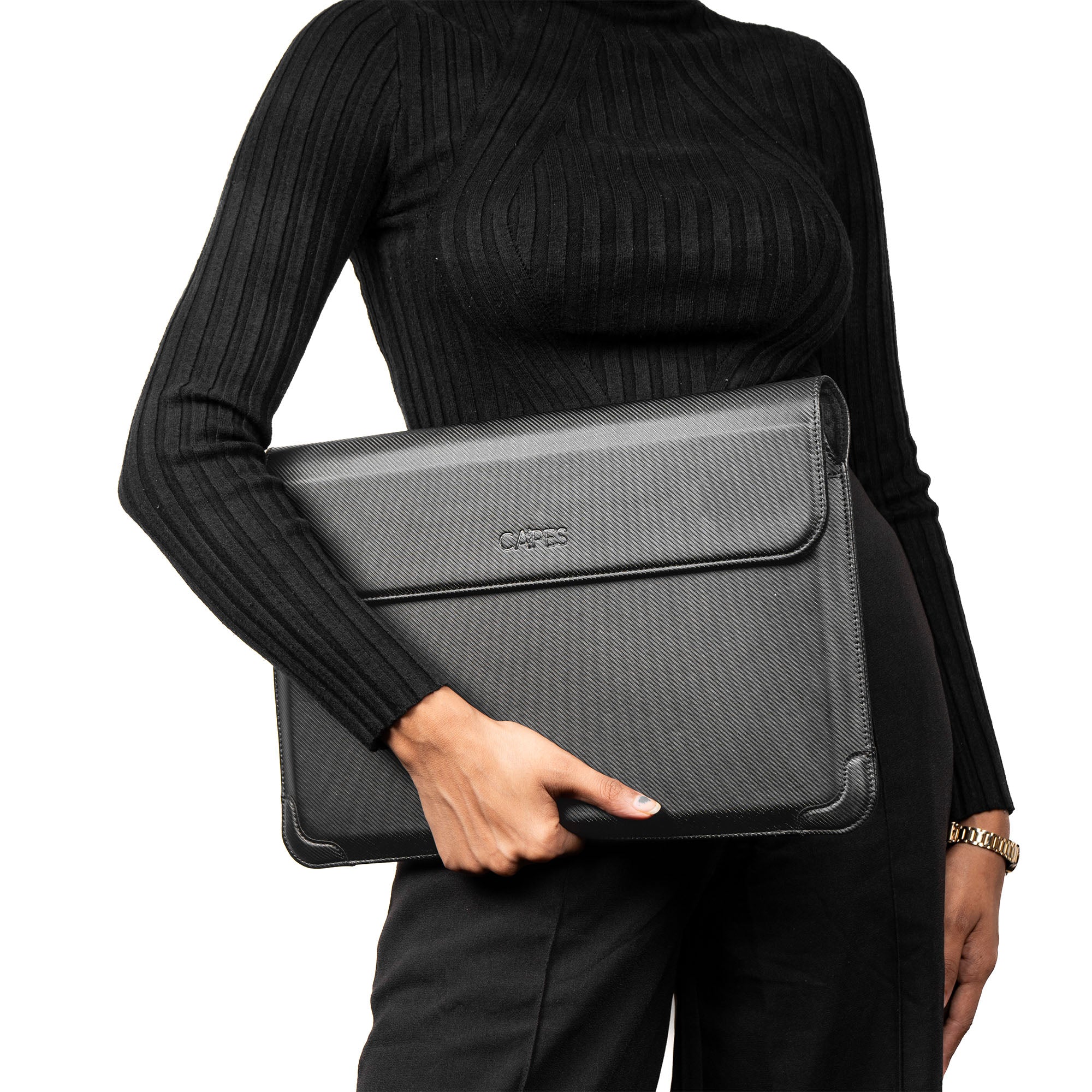 Elevate Armour 15/16" Carbon Black Laptop Sleeve with Trifold Stand