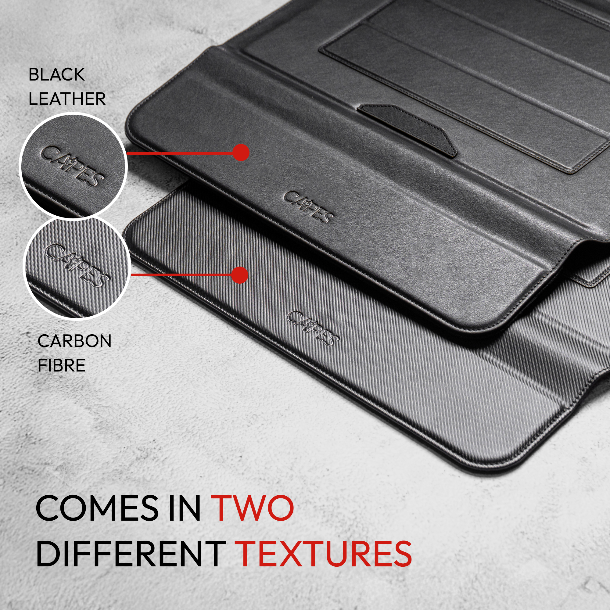 Elevate Armour 13/14" Black Leather Laptop Sleeve with Trifold Stand