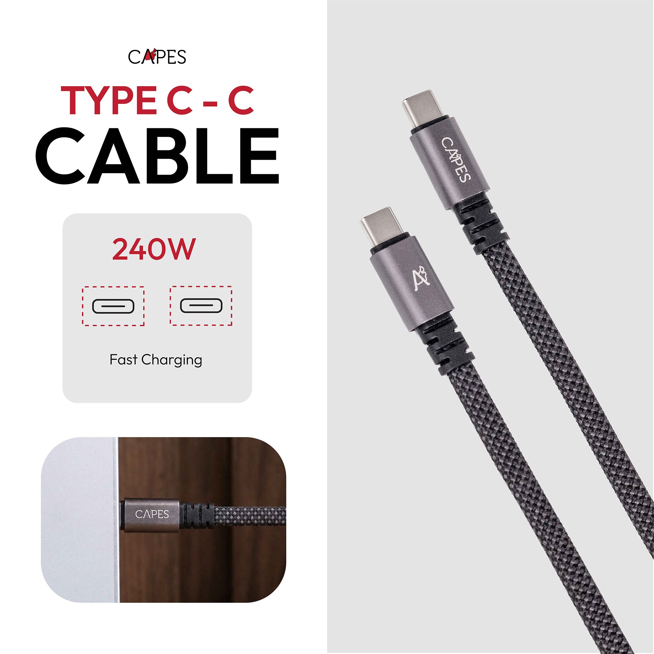 MagLock Type C to C Flat Magnetic 240W Fast Charging Cable [1M]