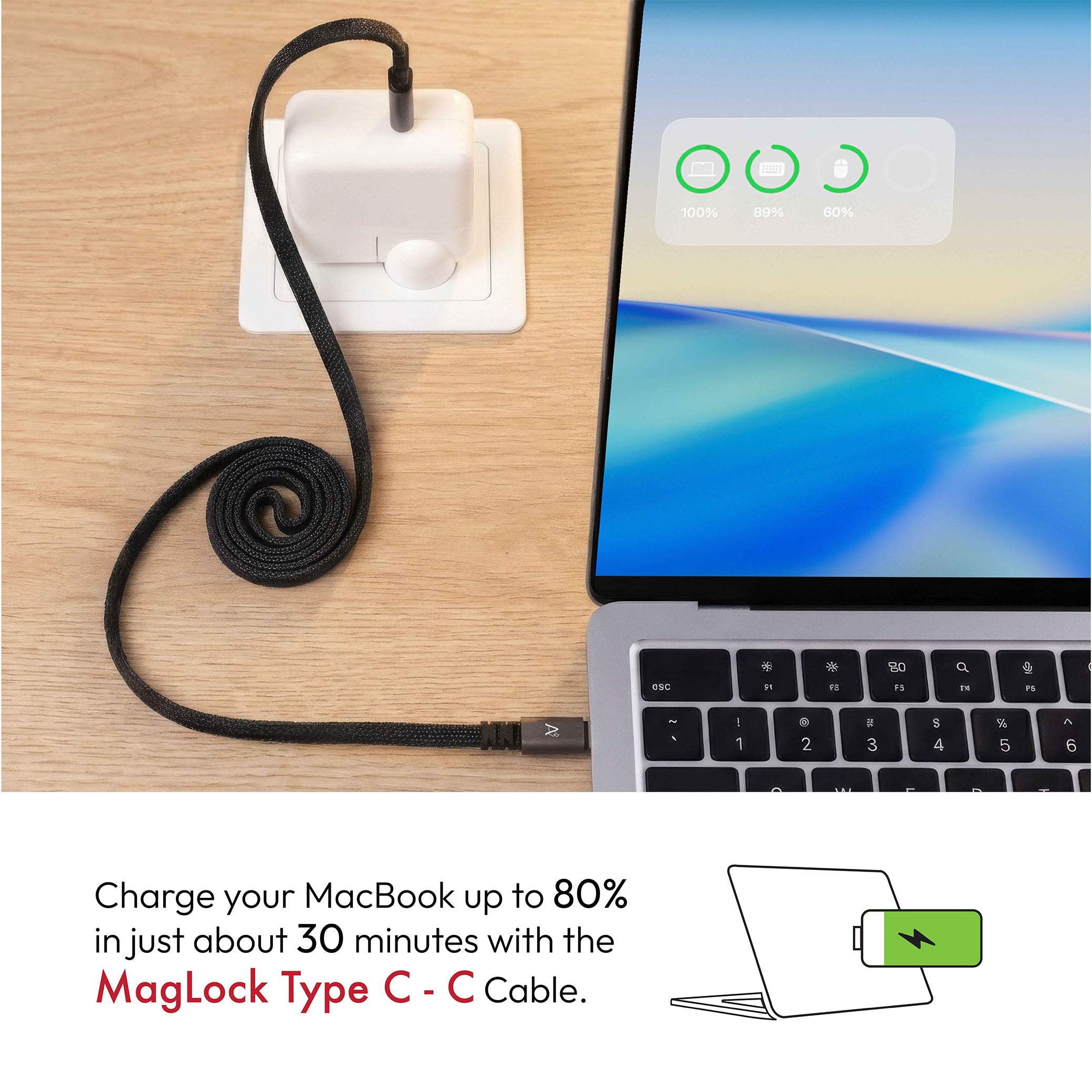MagLock Type C to C Flat Magnetic 240W Fast Charging Cable [1M]
