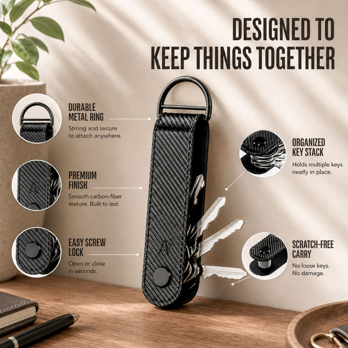 Key Organizer Carbon Fibre Black