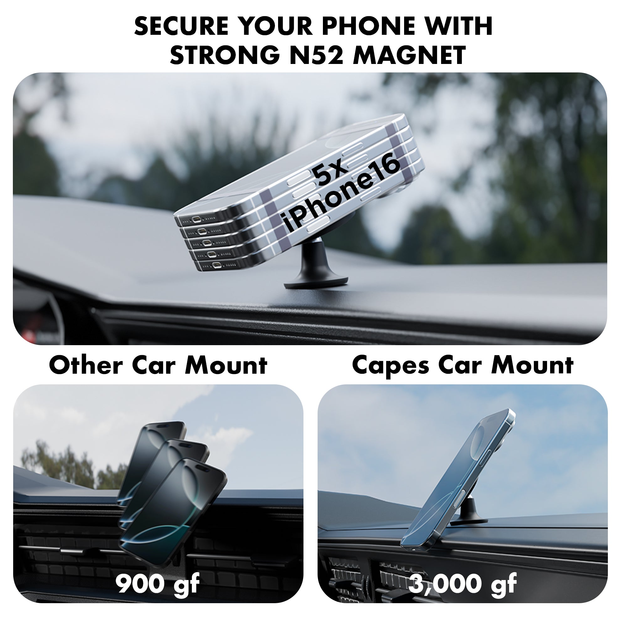 MagLock Car Mount for Dashboard
