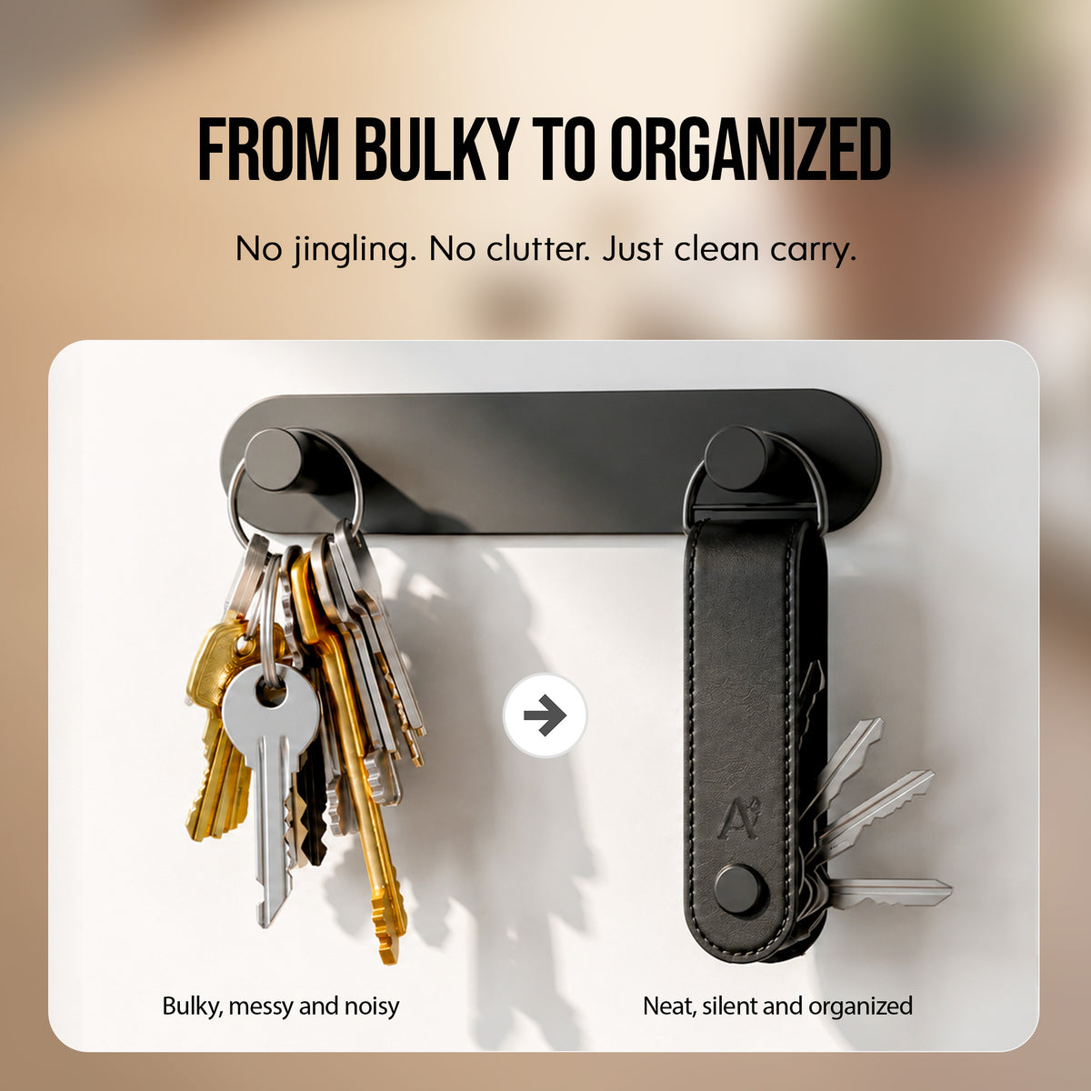 Key Organizer Black Leather