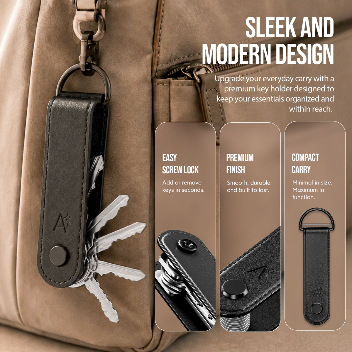 Key Organizer Black Leather