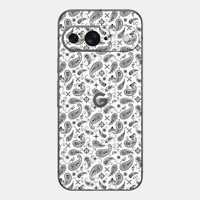 White Paisley Glass Back