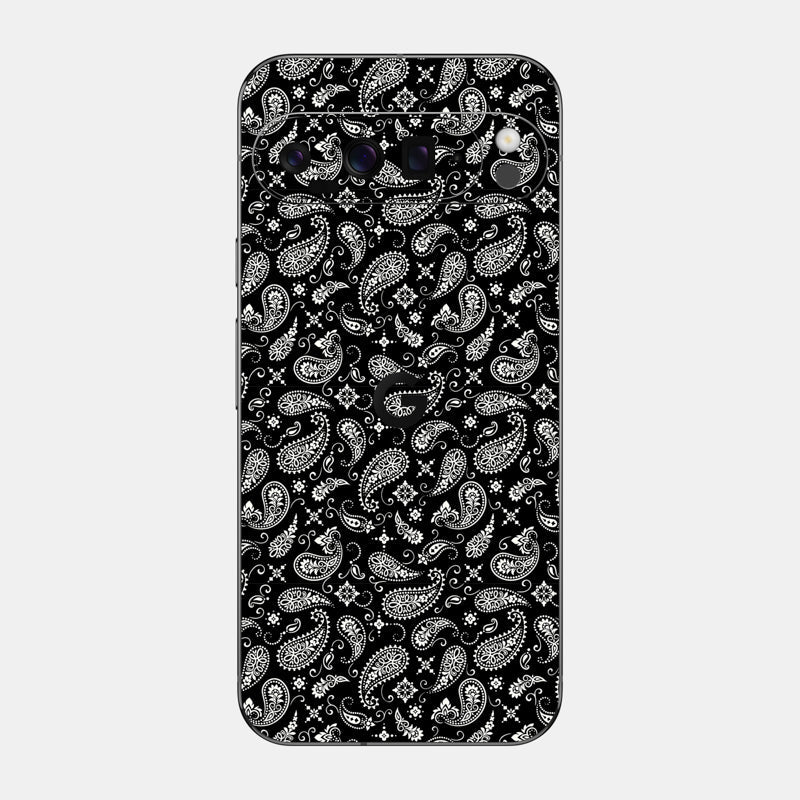 Black Paisley Glass Back