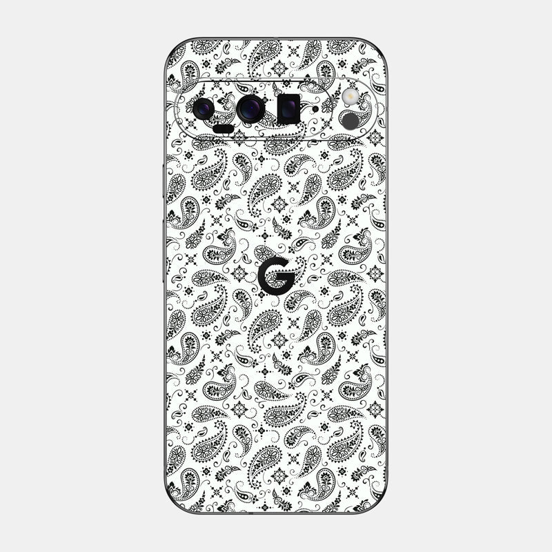 White Paisley Glass Back