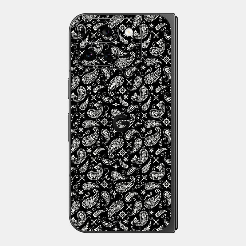 Black Paisley Glass Back