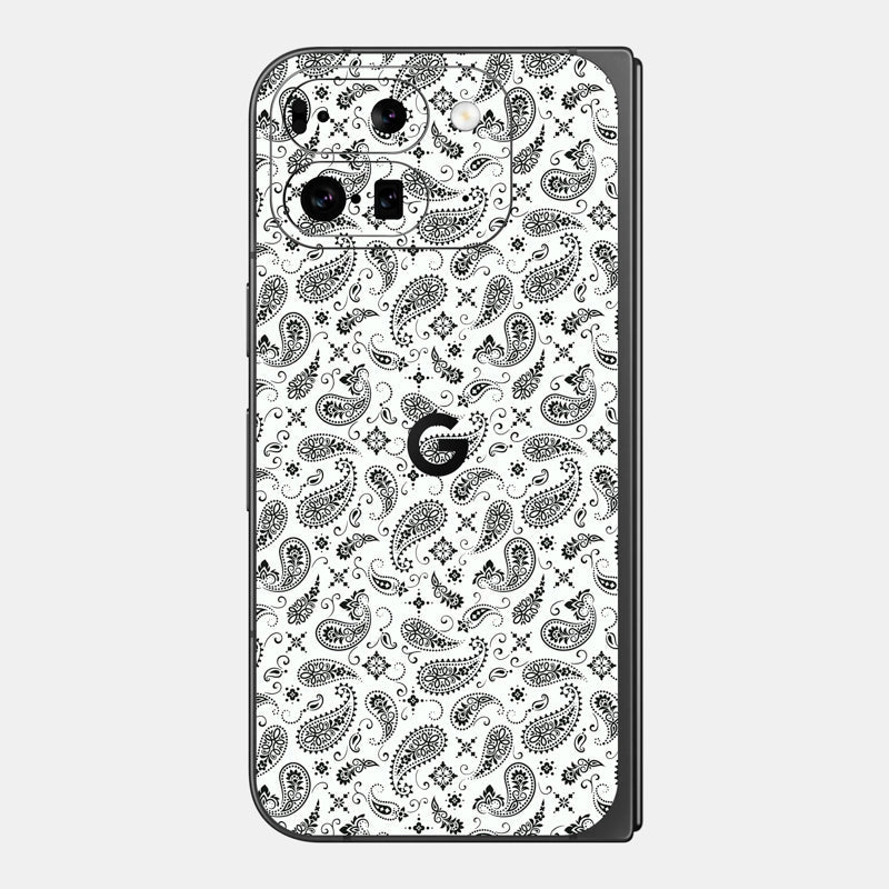 White Paisley Glass Back