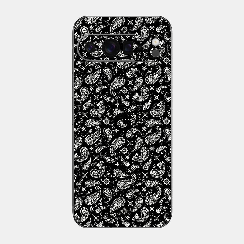 Black Paisley Glass Back