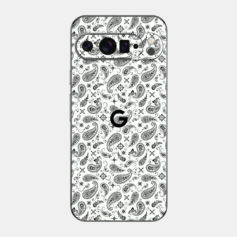 White Paisley Glass Back