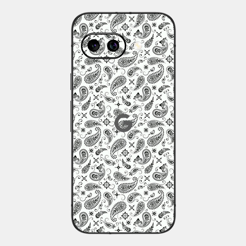 White Paisley Glass Back