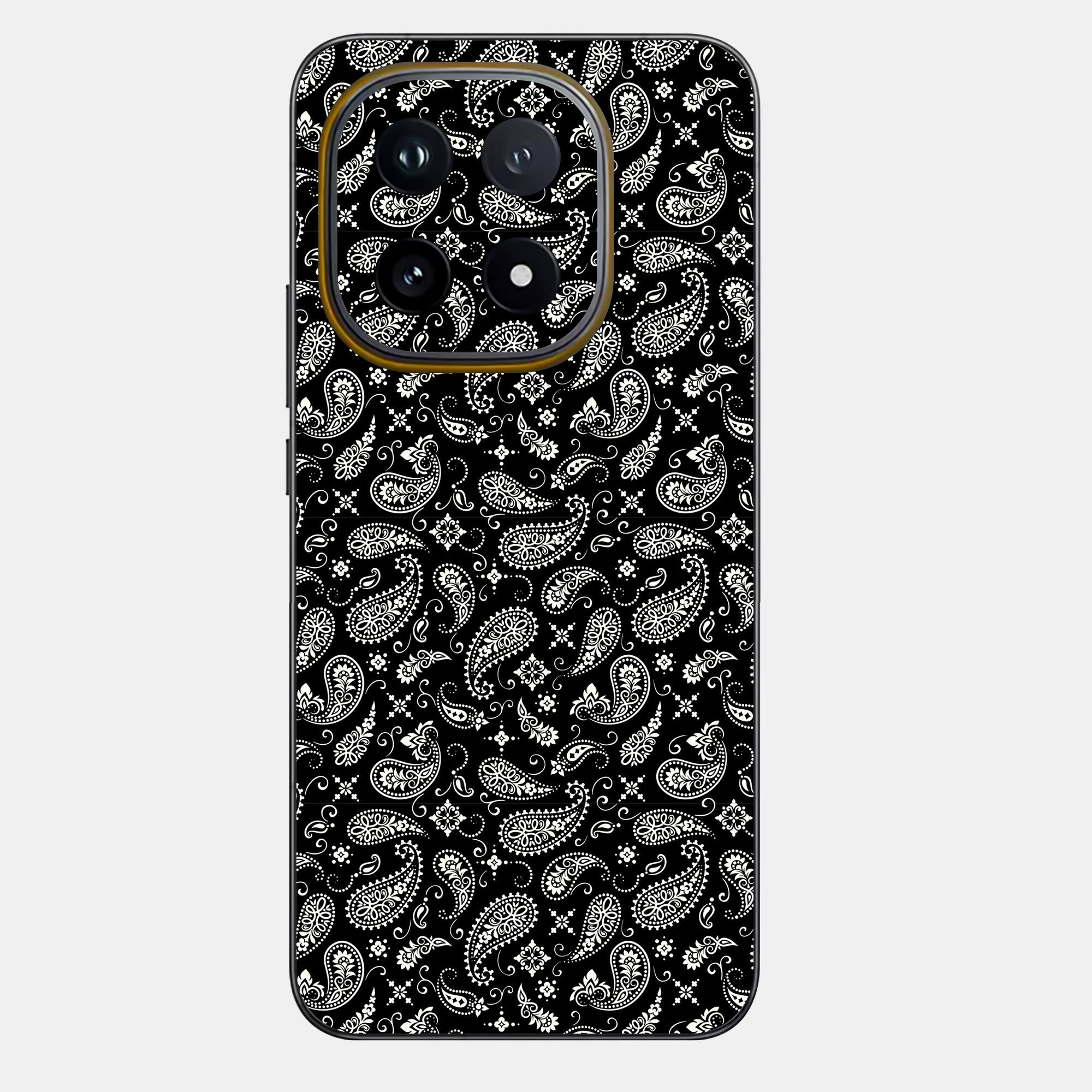 Black Paisley Glass Back