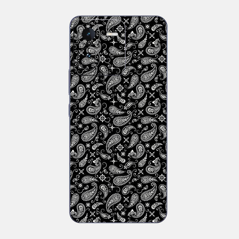 Black Paisley Glass Back