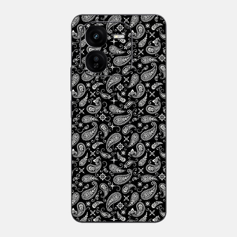 Black Paisley Glass Back