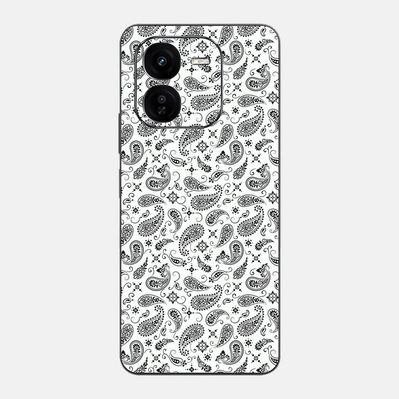 White Paisley Glass Back