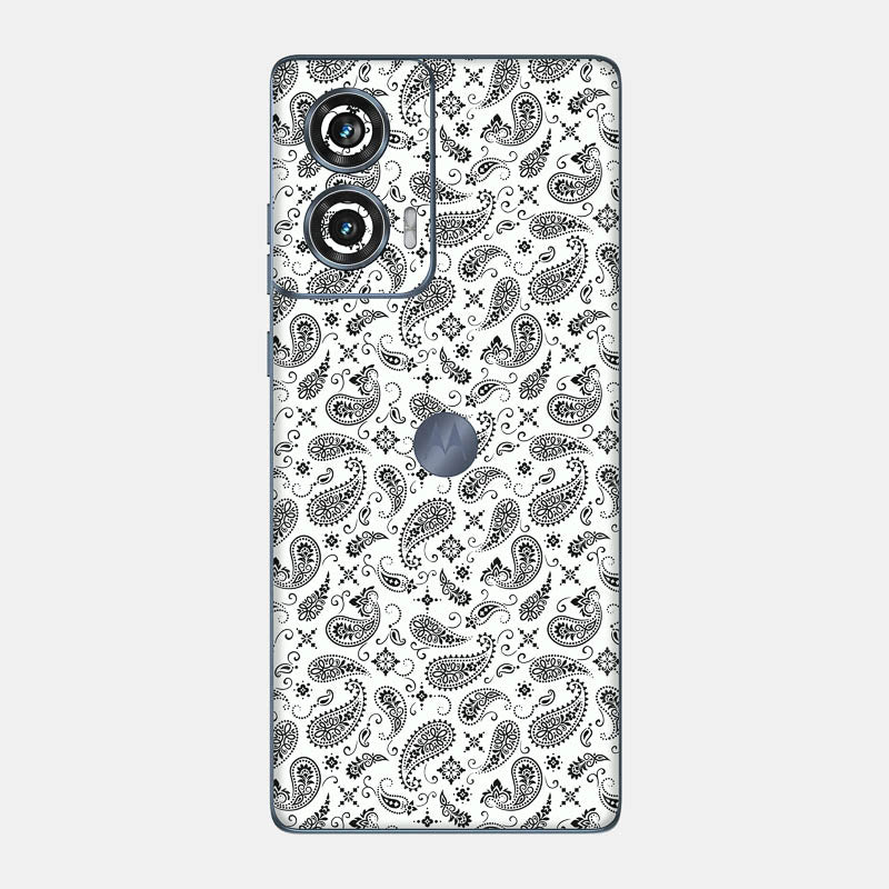 White Paisley Glass Back