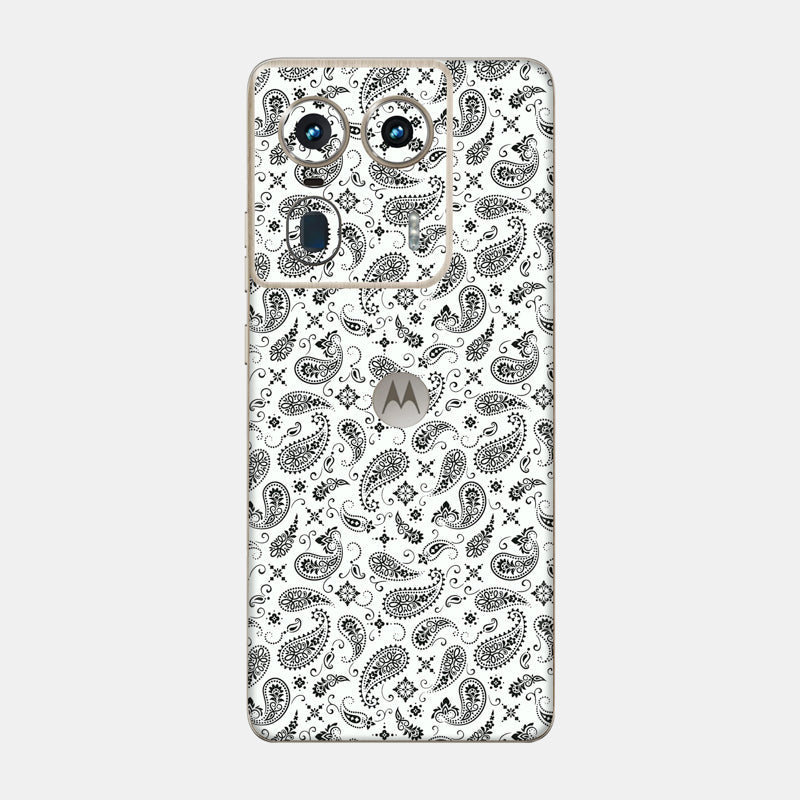 White Paisley Glass Back