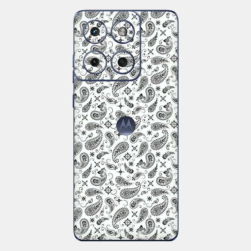 White Paisley Glass Back