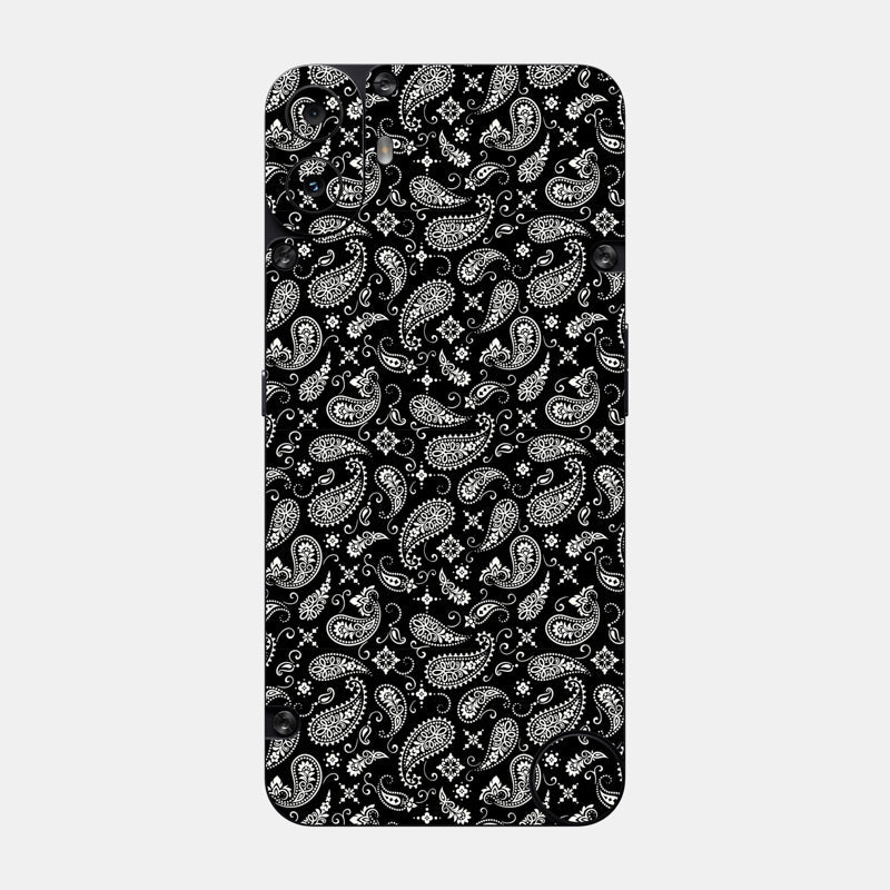 Black Paisley Glass Back