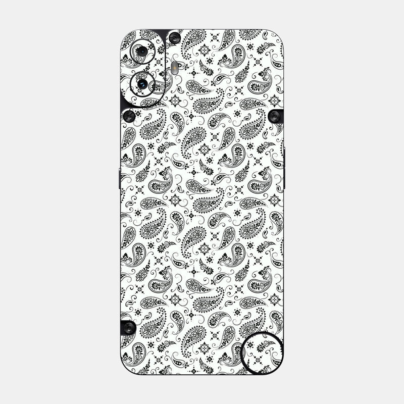 White Paisley Glass Back