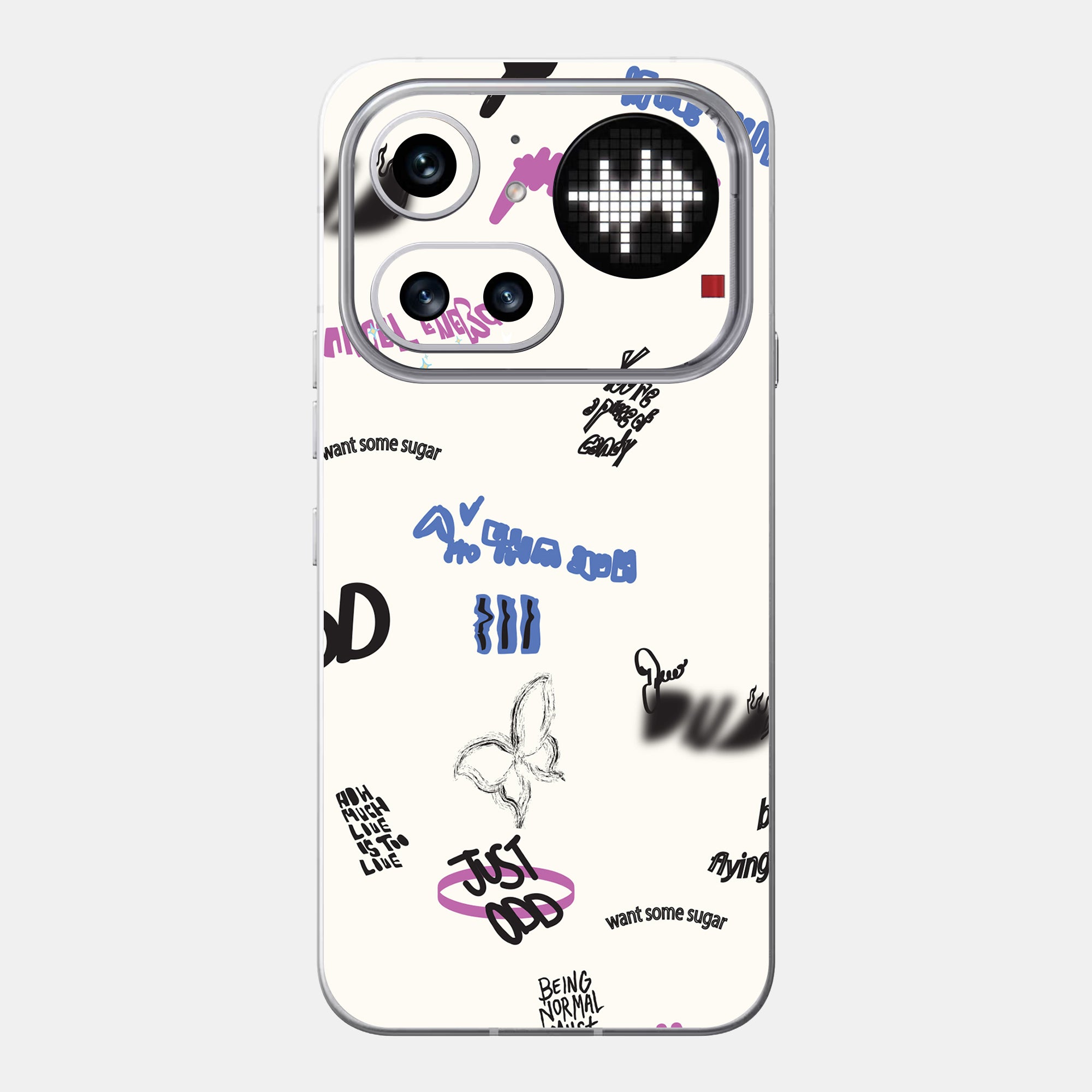 Beige Scribble Glass Back