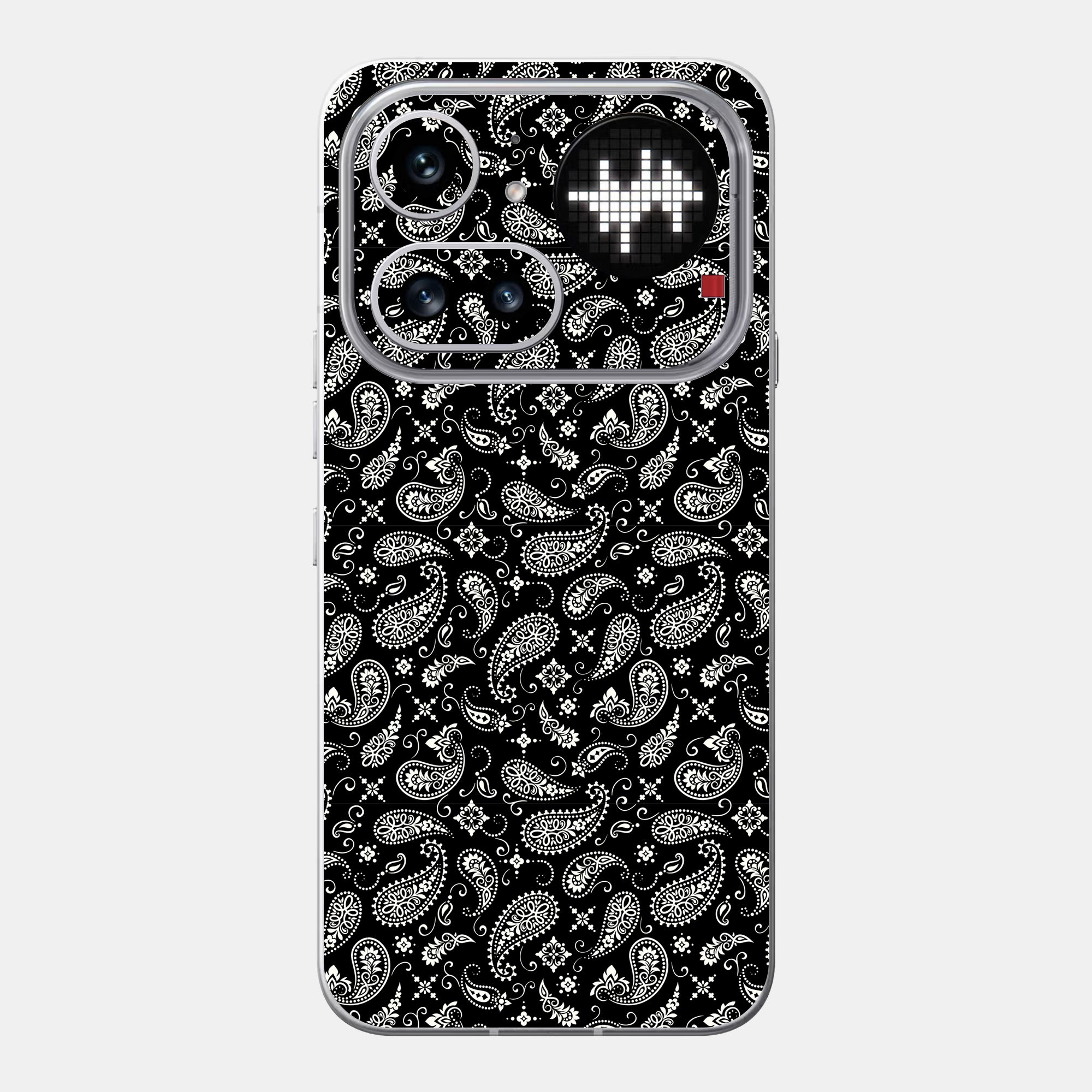 Black Paisley Glass Back