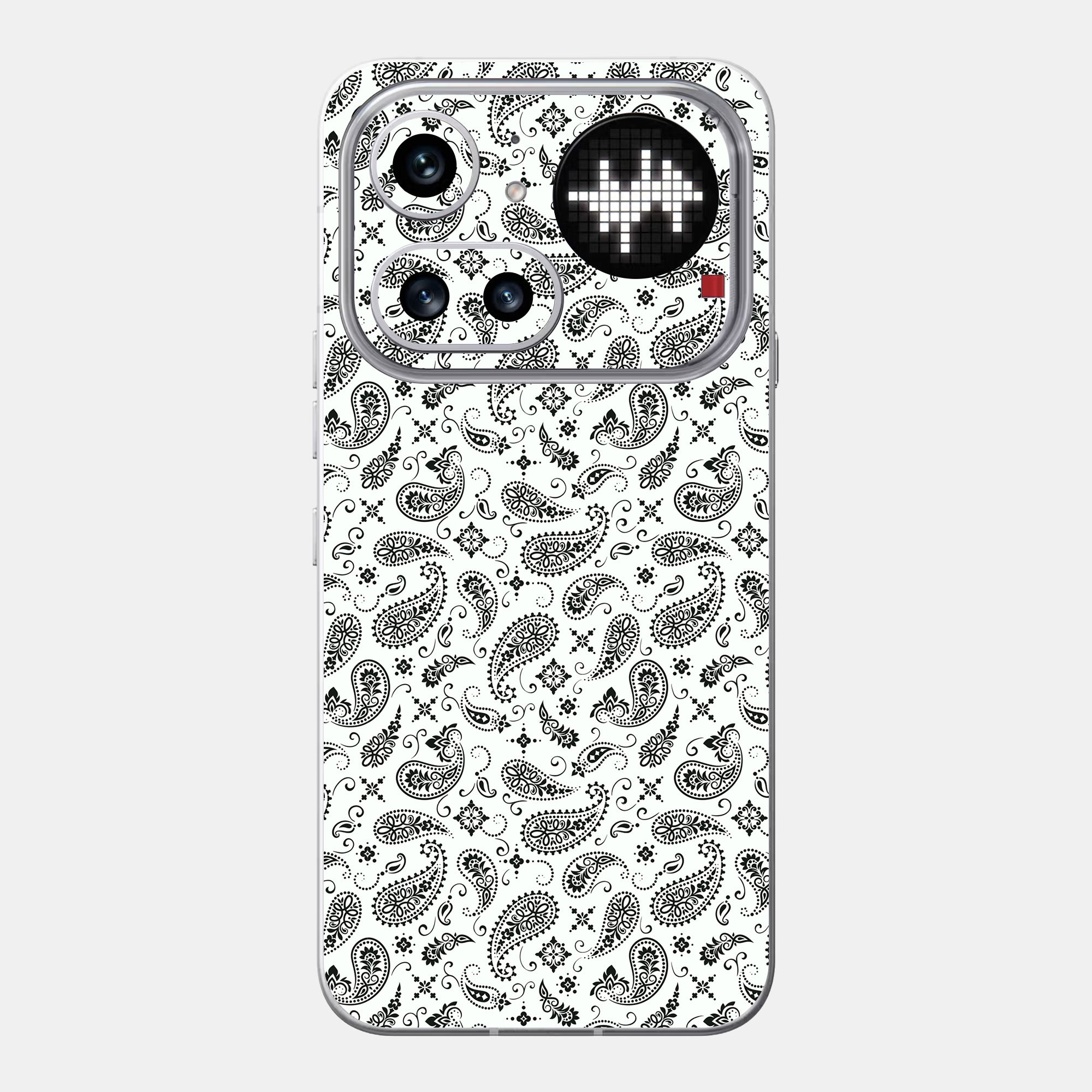 White Paisley Glass Back