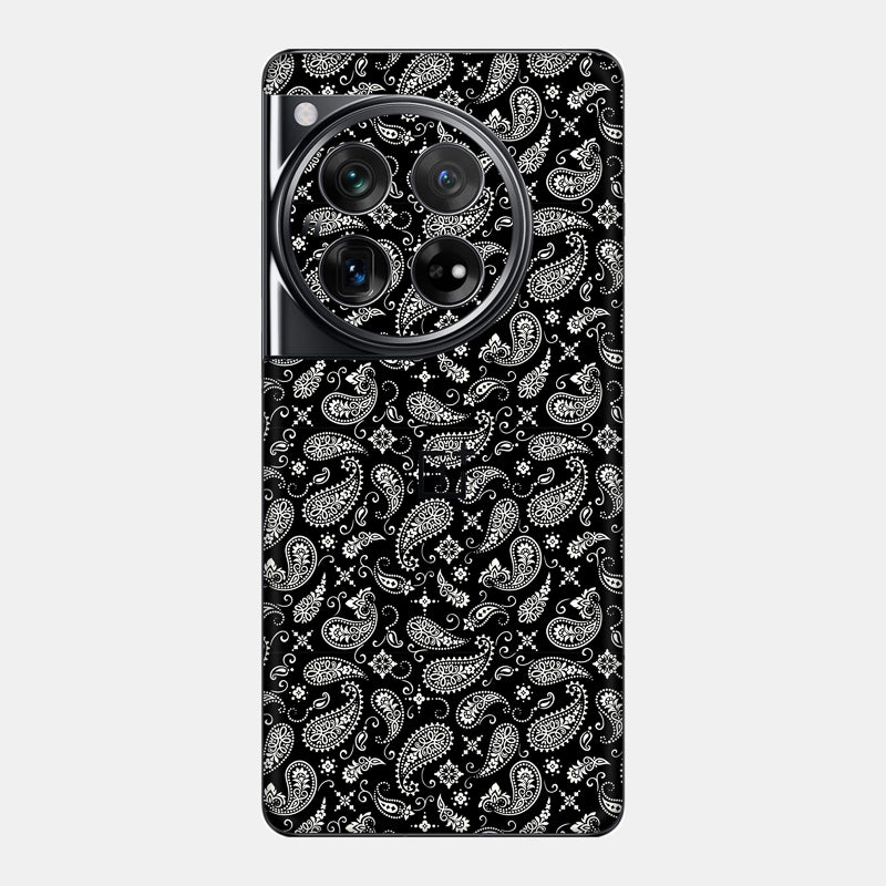 Black Paisley Glass Back