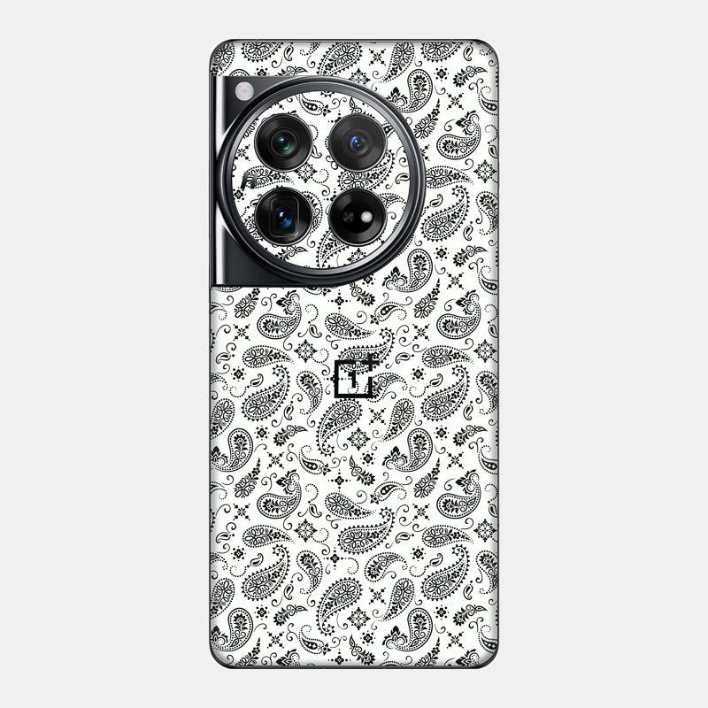 White Paisley Glass Back