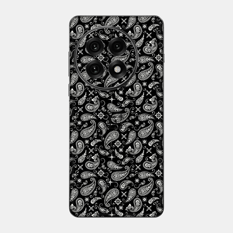 Glass Back Black Paisley