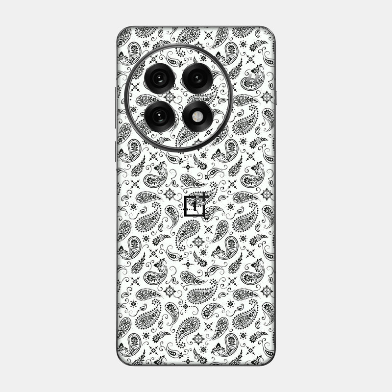 Glass Back White Paisley