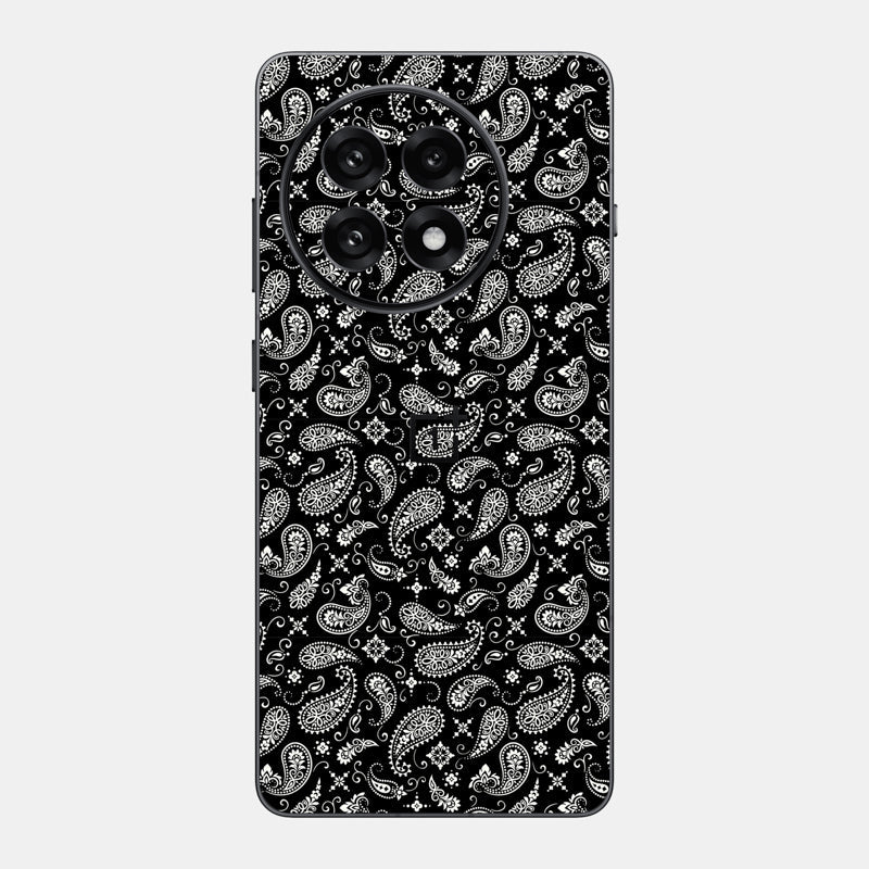 Black Paisley Glass Back