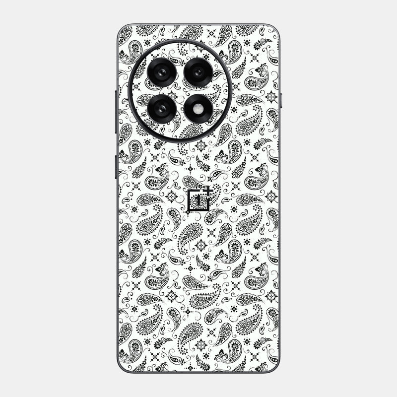 White Paisley Glass Back