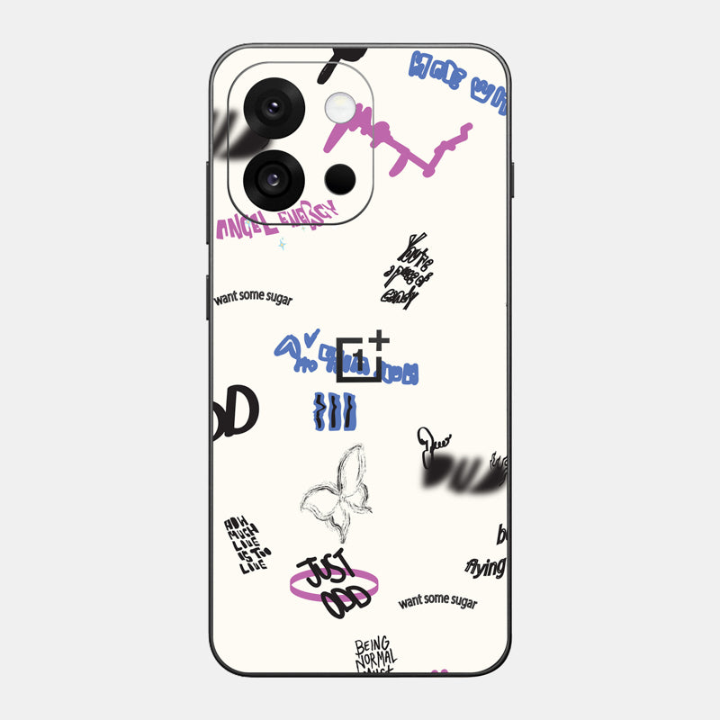 Beige Scribble Glass Back